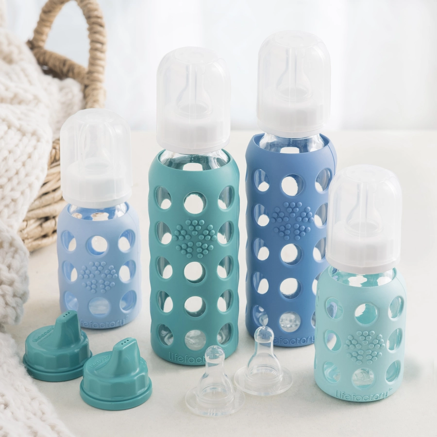 lifefactory Babyflasche aus Glas in kale 250 ml