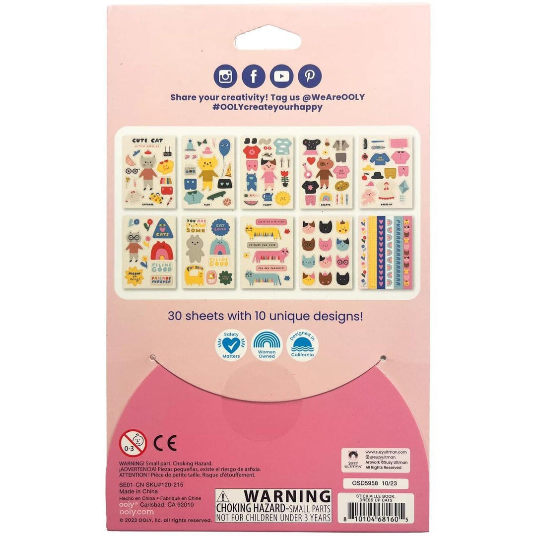 Ooly stickerboek stickiville x suzy - dress up cats
