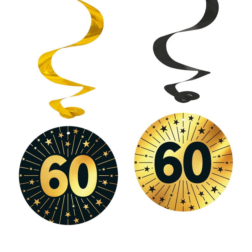 60 Jaar Hangdecoratie Goud Zwart 95cm 4st