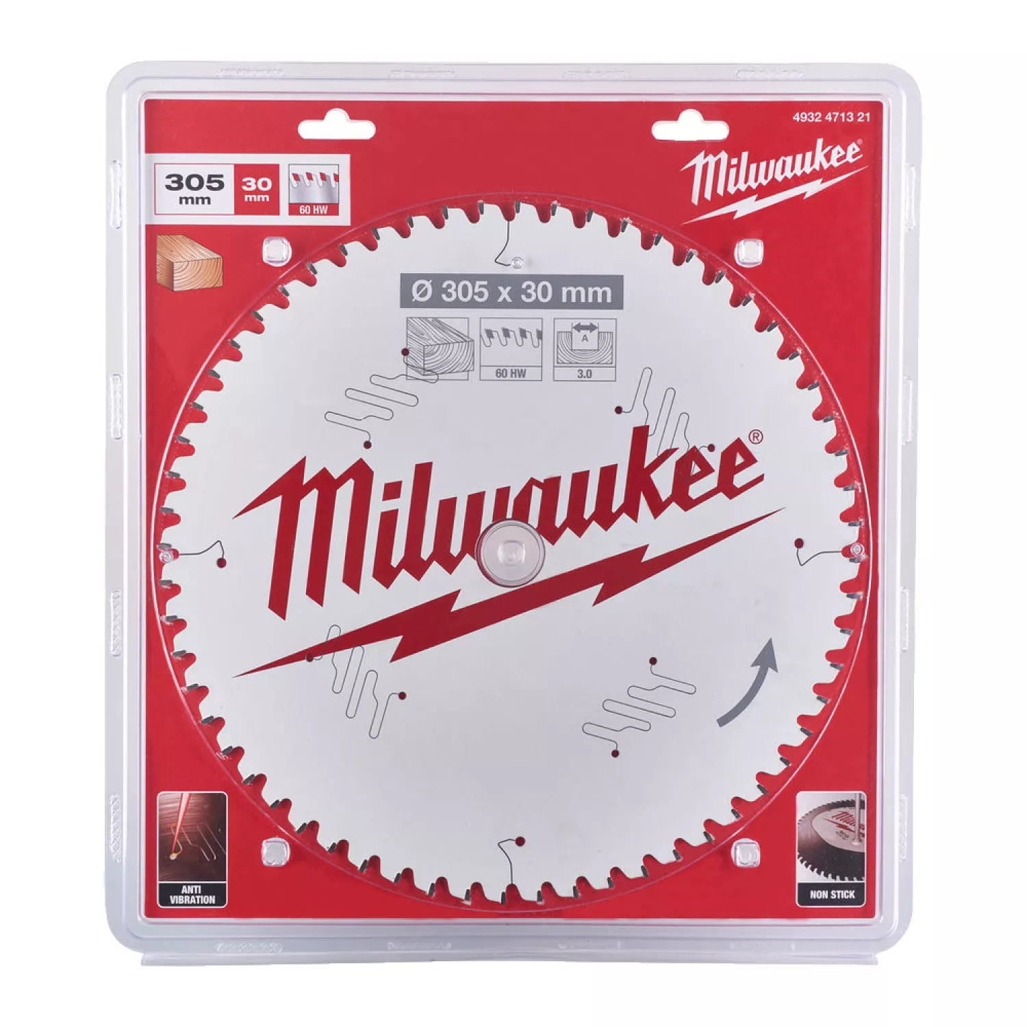 Milwaukee 4932352141 / 4932471321 Cirkelzaagblad - 305 x 30 x 60T - MDF