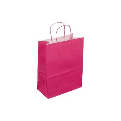 50 Sacs cadeau kraft - poignées torsadées - 22 cm x 12 cm x 31 cm - fuchsia