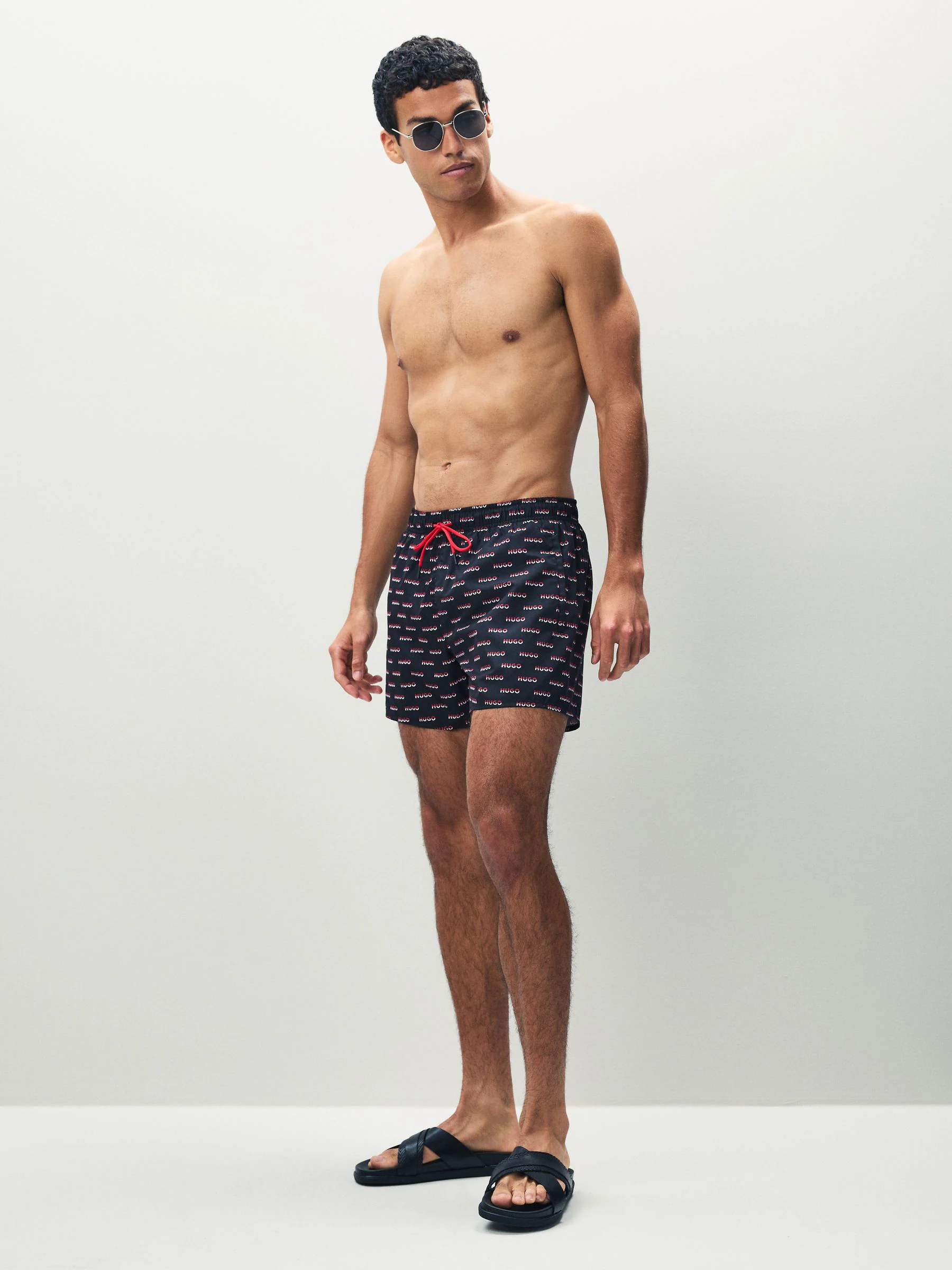 HUGO Logo Print Swim Shorts