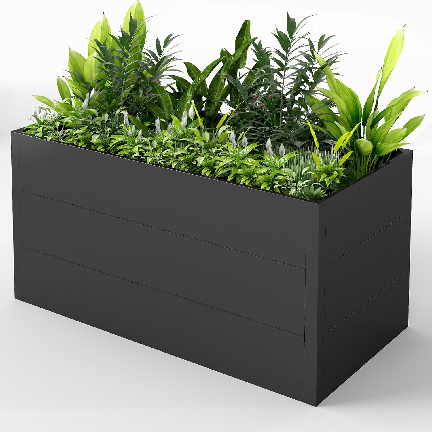 Hochbeet 150x75x77cm Wetterfestes Pflanzenbeet mit Drainage & Stahlrahmen, XXL Beetkasten für Garten Terrasse, Anzuchtkasten Gemüsebeet Hochbeete