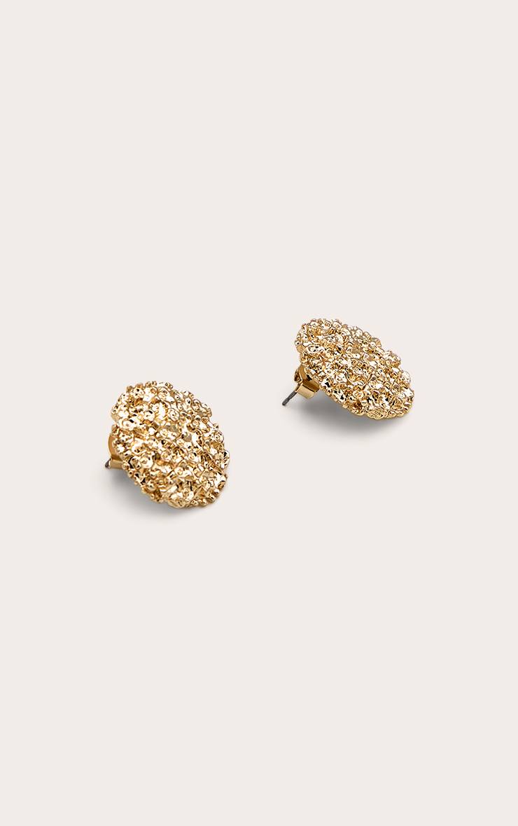 Doré Boucles D'oreilles Synthétiqueces Circulaires Texturées