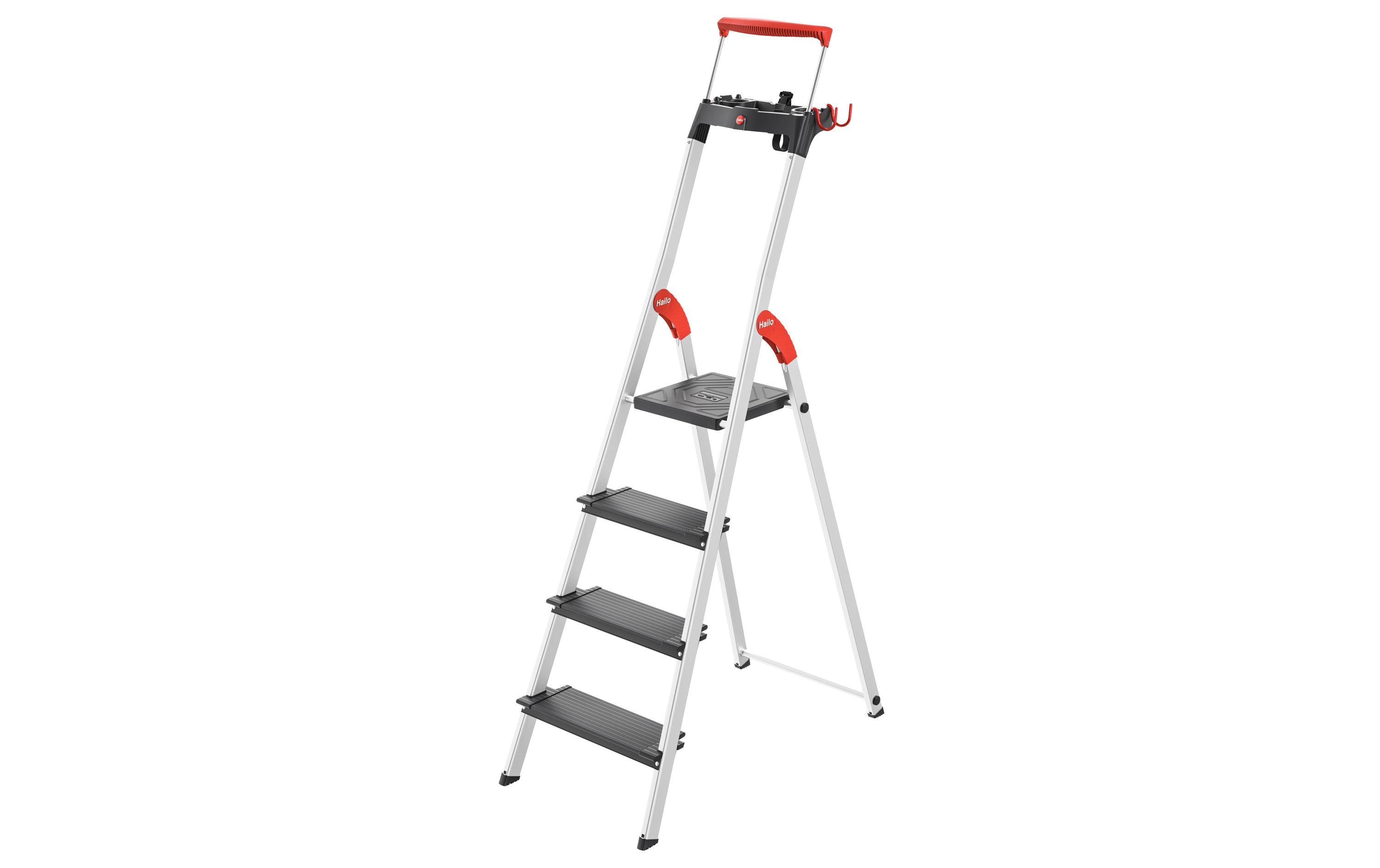 Bockleiter L100 TopLine 4 Stufen<br>Alu-Sicherheits-Stehleiter mit Multifunktions-Schale