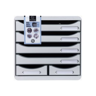 Exacompta Office Big Box - Module de classement 6 tiroirs - gris clair