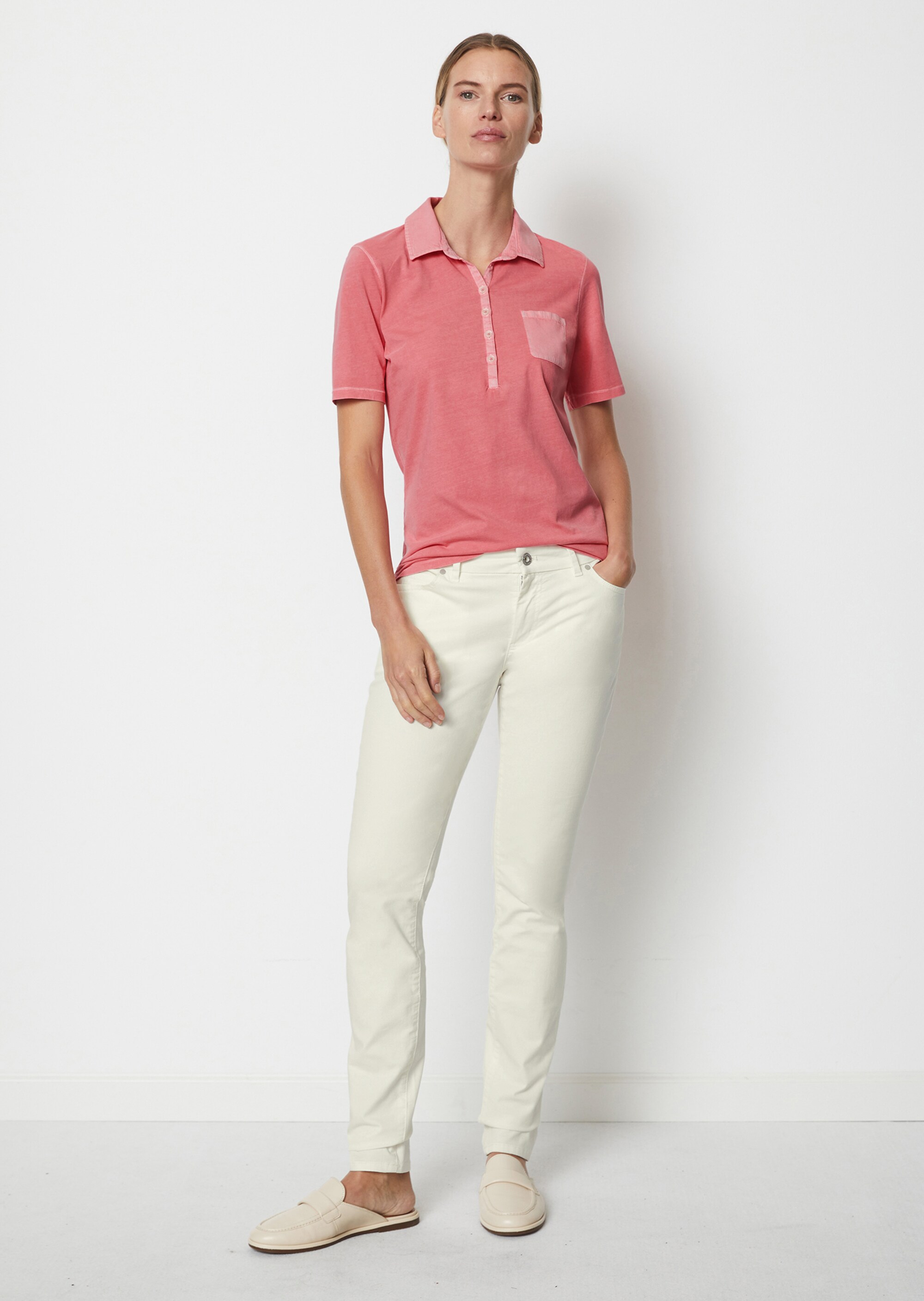 Kurzarm Poloshirt regularmit Material-Mix-Details