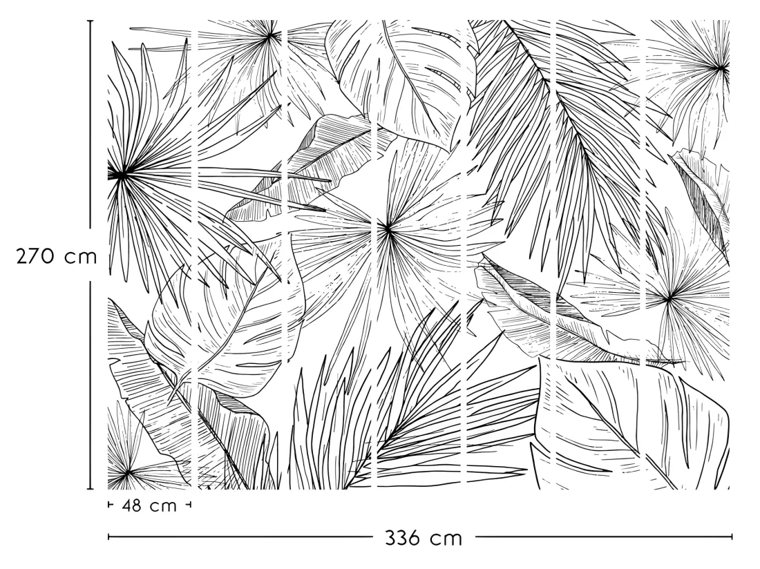 Papier Peint Panoramique L336xH270cm - Lämnar Svart - Papier intissé 150gr/m2