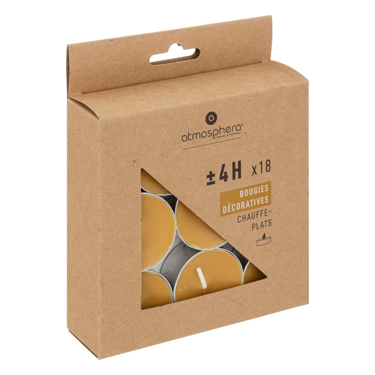 BOUGIE CHAUFFE PLAT HUGO JAUNE D.3.75CM X18 PIECES