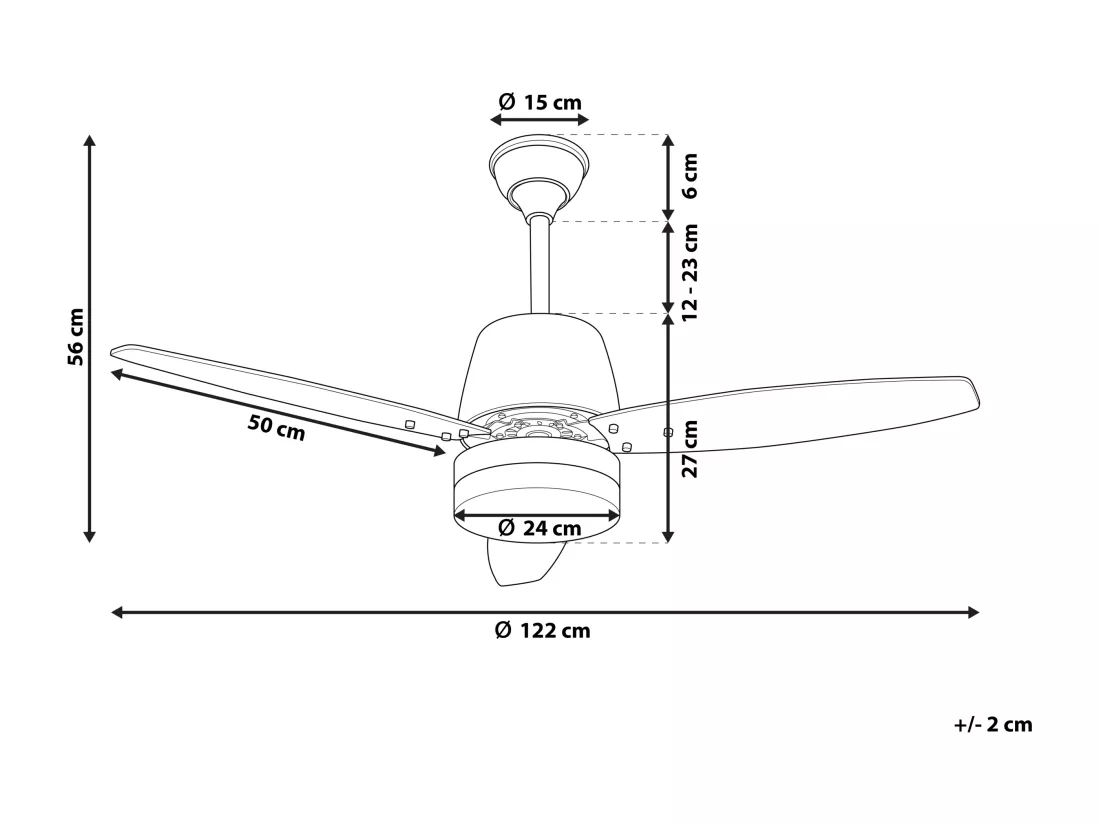 Ventilateur de plafond avec lampe MLAVA Avec télécommande Argenté