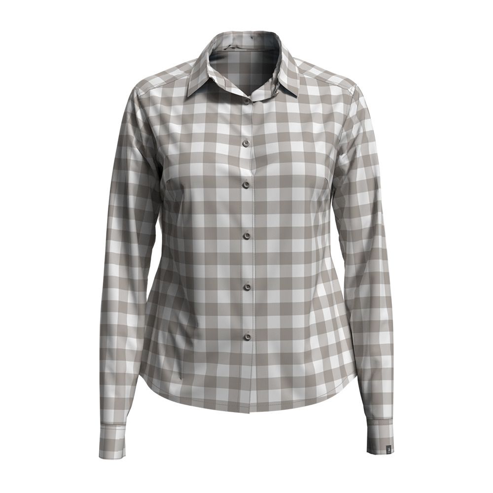 Odlo MYTHEN - Chemise Femme silver cloud/white/check