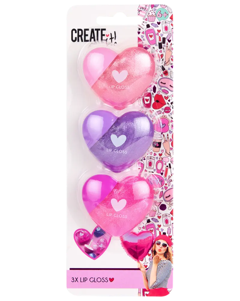Hjerte Lipgloss - 3 stk