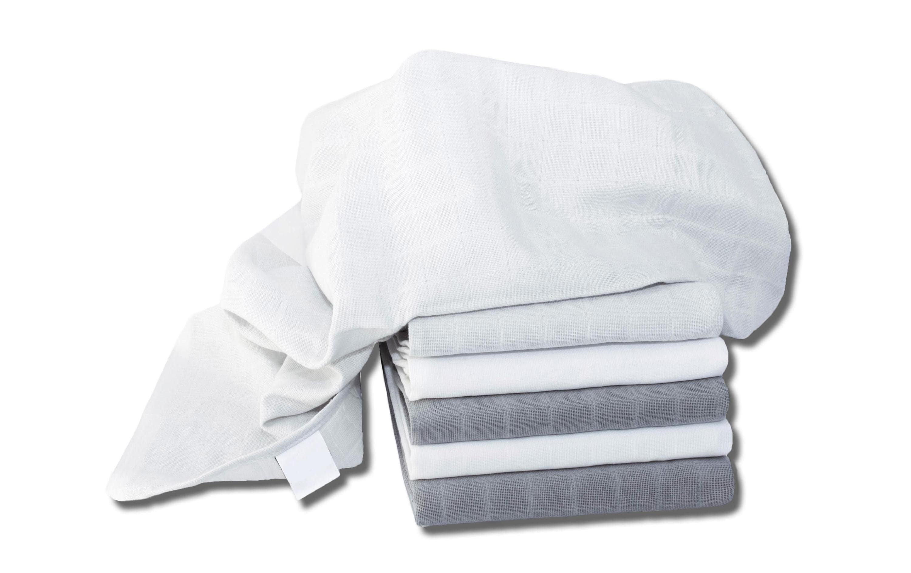 Mulltuch 6-er Set 70 x 70 cm Grau und Weiss uniMulltücher 70 x 70 cm Grau / Weiss