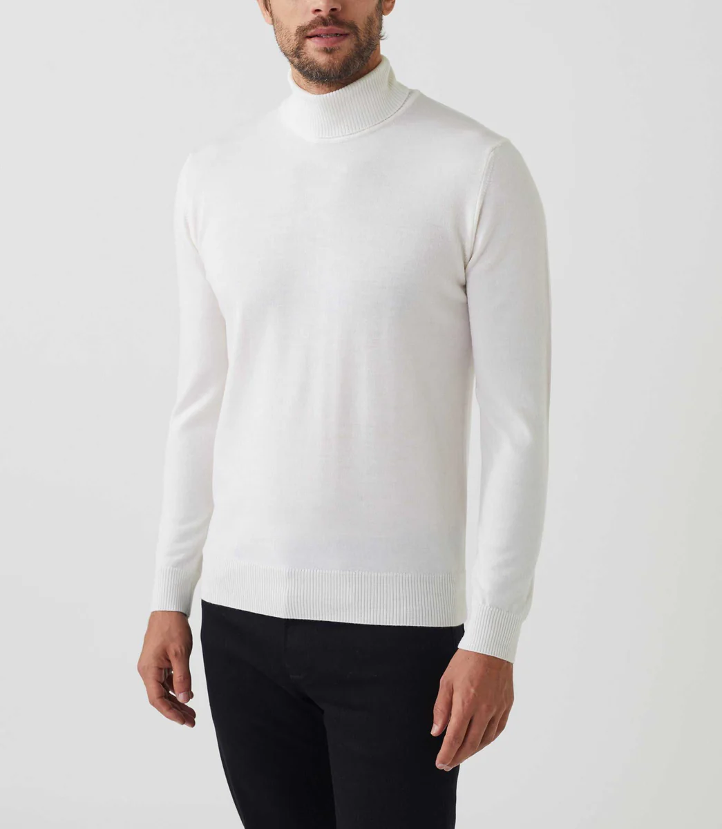 Pull col roulé écru 