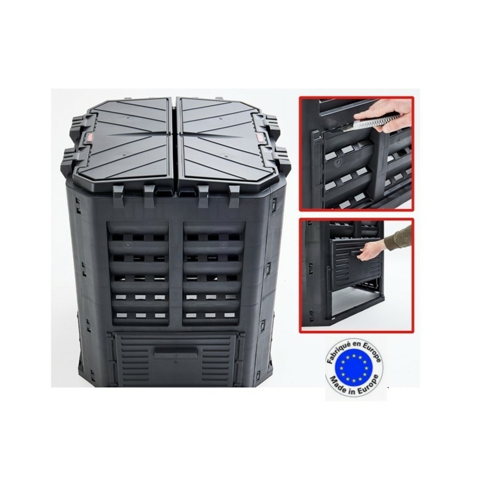 H 3060 composteur pour jardin 360l déchets de pelouse boite de compostage 69 x 69 x 84 cm