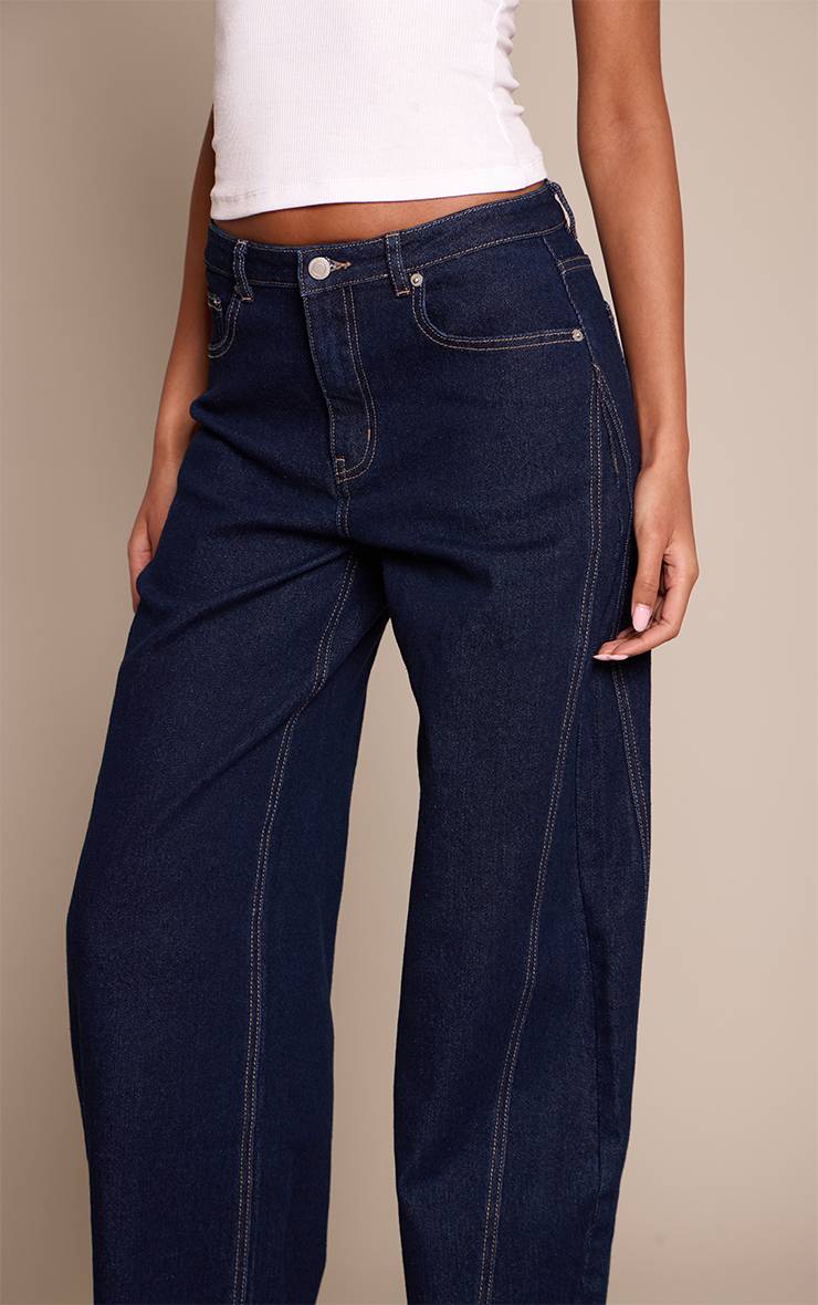 Jean Barrel Taille Mi-haute Stretch Indigo Pour Grandes Tailles