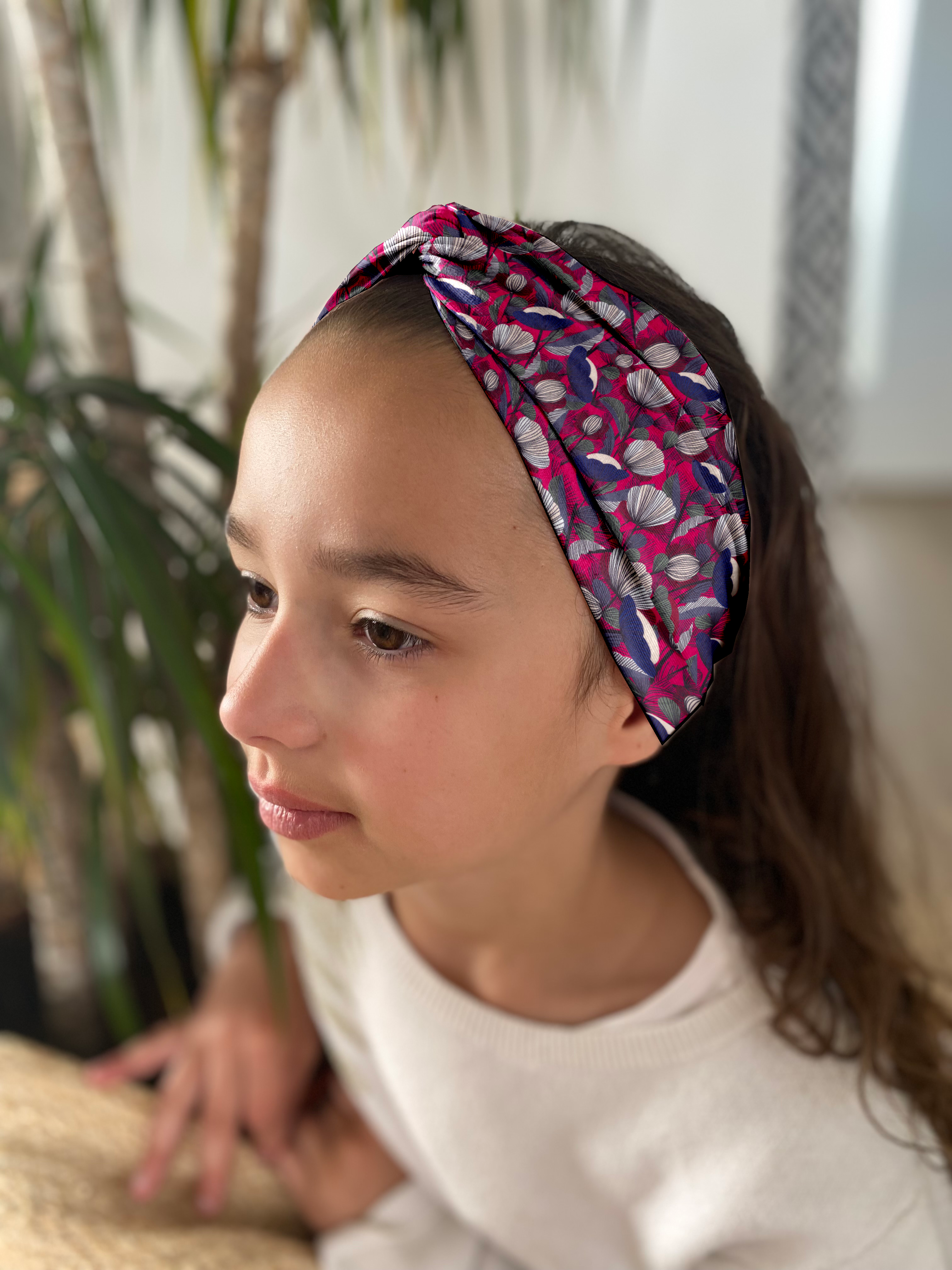 Bandeau Jersey Croisé Enfant Pavot Fuchsia