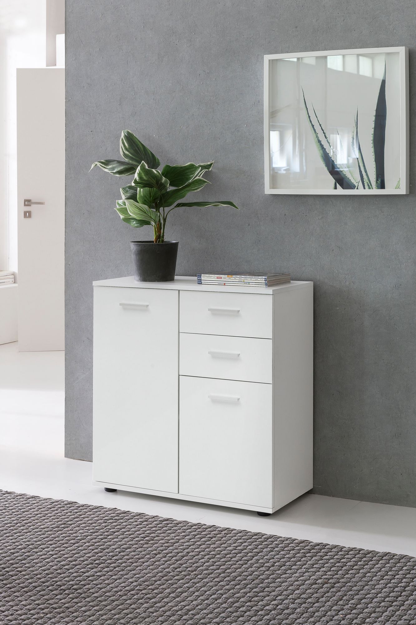 KADIMA DESIGN Kommode Sideboard, 2 Türen und 2 Schubladen, kratzfeste Melaminharz-Beschichtung.