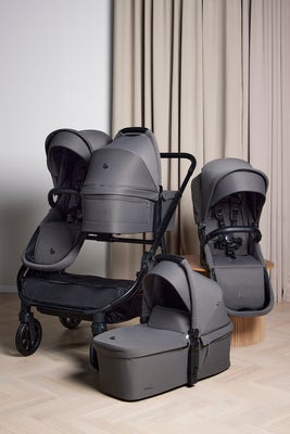 Beemoo Pro Twin 2 Tvillingvogn, Mocha Grey