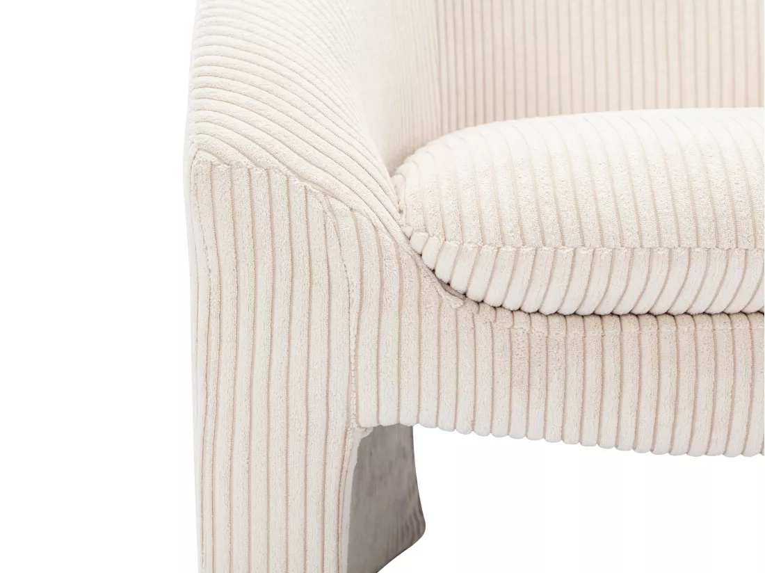 Fauteuil en velours côtelé crème OSSANA