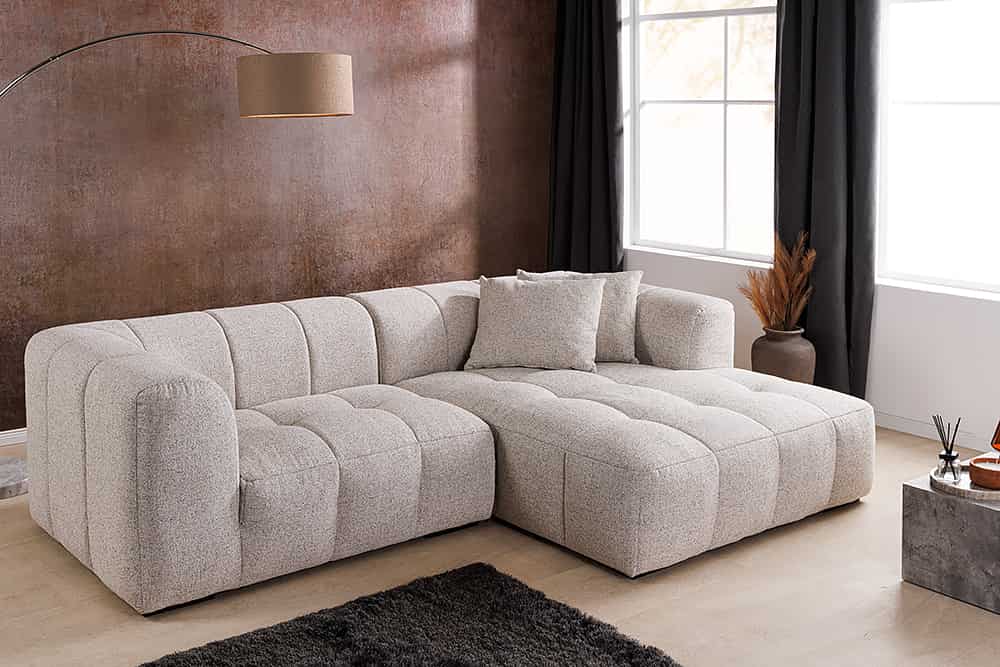 Modernes Ecksofa ZERO GRAVITY 240cm graphit beige Strukturstoff 3-Sitzer Couch
