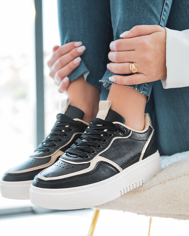 Basket femme noire à lacets - Myla