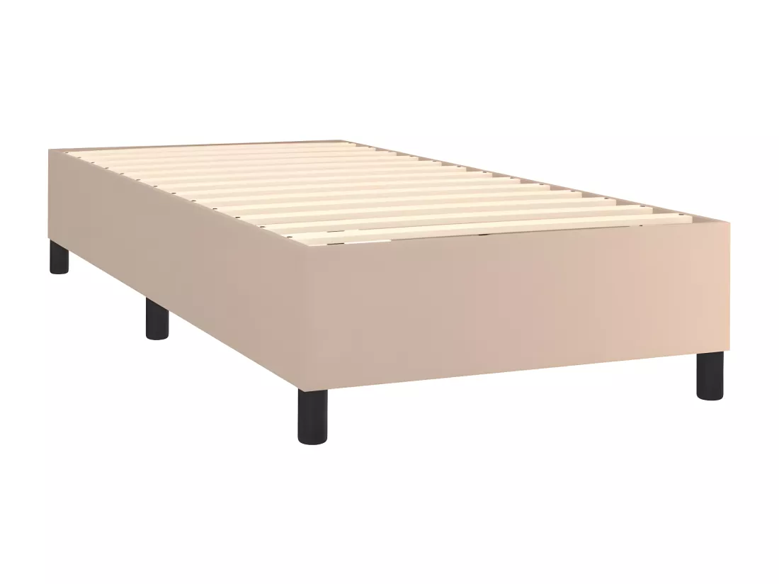 Sommier tapissier matelas et LED Cappuccino 90x200cm Similicuir
