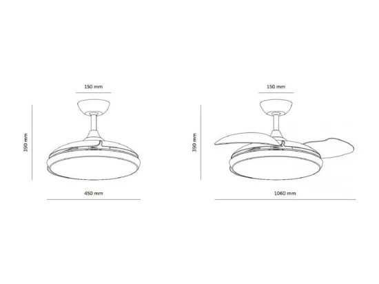 Ventilateur de Plafond Silencieux Caicos Blanc 106cm Moteur DC Blanc