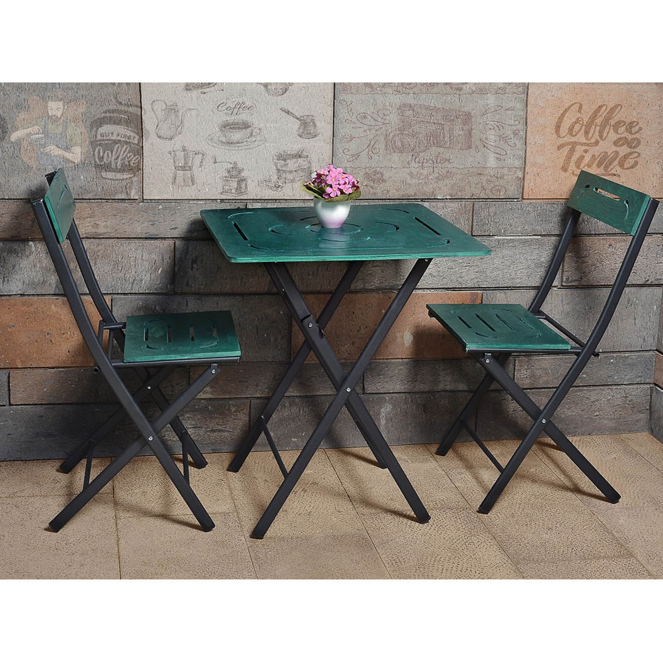 Sunny Garden Ensemble de jardin 2 places vert