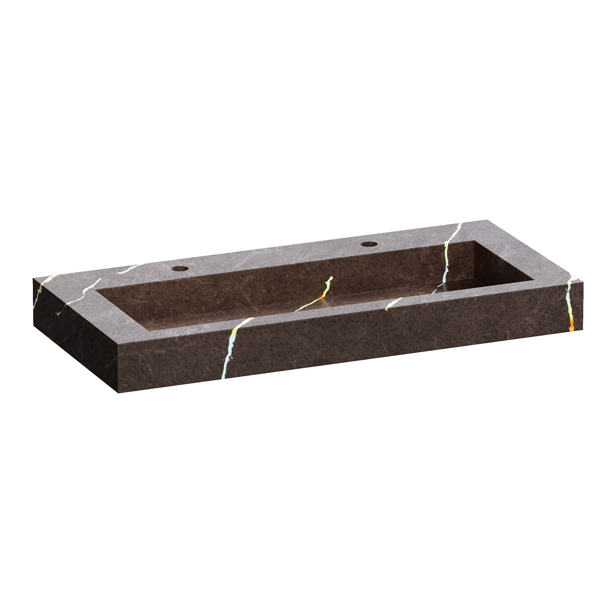 Brauer Coral wastafel marmerlook 100cm met 2 kraangaten copper brown