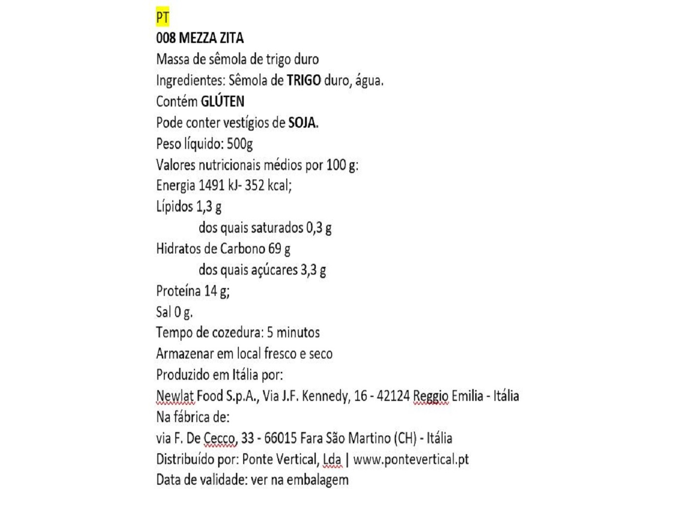MASSAS MEZZA ZITA DELVERDE PALHINHA 500G