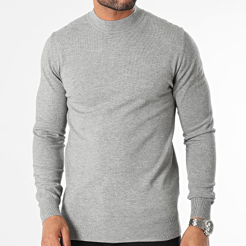 Pull Col Cheminée Gris Chiné