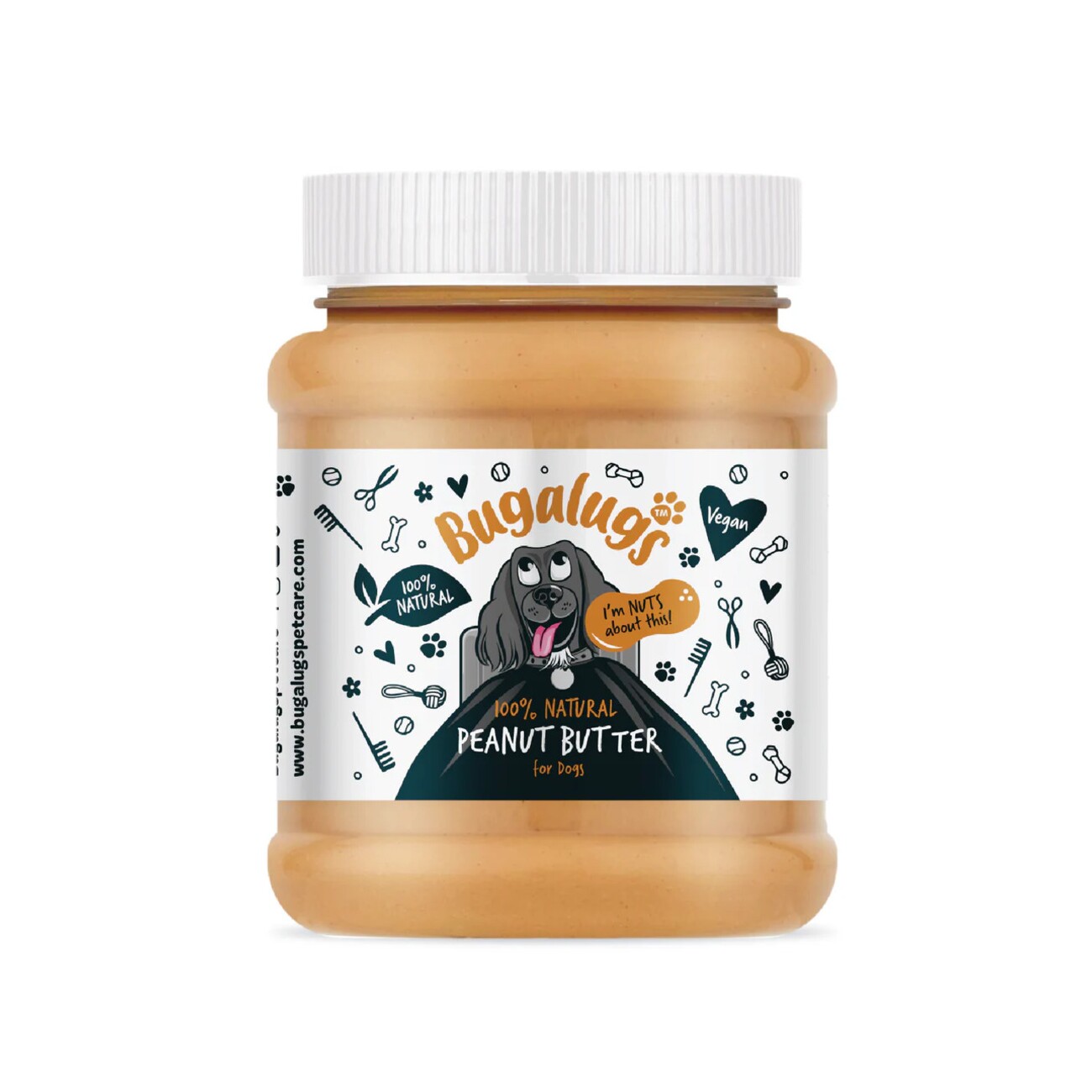 Bugalugs 100% Natürliche Erdnussbutter für Hunde Proteinreicher Snack ohne Zucker, Salz & Palmöl