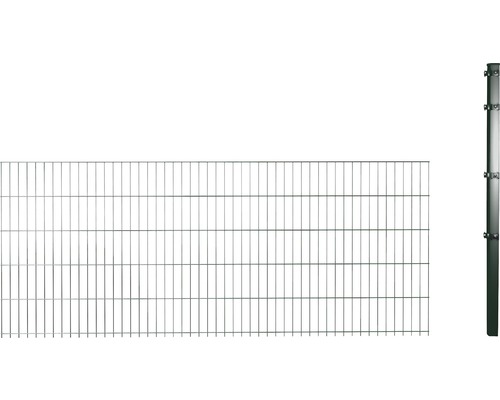 Verlengset voor dubbelstaafmat hekwerkset 6/5/6 inclusief 1 hoekpaal en klemhouder 63 cm x 2,5 m, groen