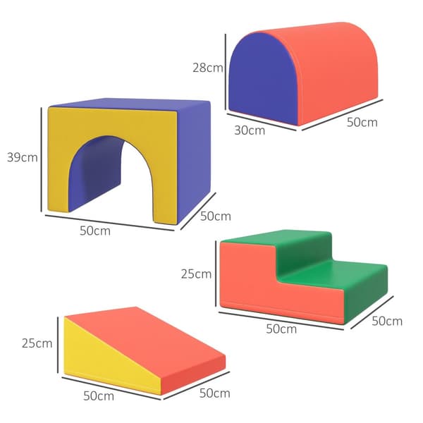 Myke byggeklosser Sett med 4 skumbyggeklosser Gigantiske byggeklosser Byggeleker Skumklosser for 1-3 år gamle barn Kunstskinn EPE