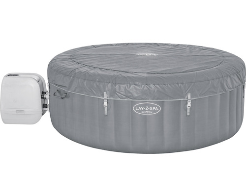 Bestway® LAY-Z-SPA® Santorini HydroJet Pro™ opblaasbare hottub met massagesysteem, 10 HydroJet™-sproeiers, 180 AirJet™, vorstbeveiliging en aardingsdetectiesysteem, grijs