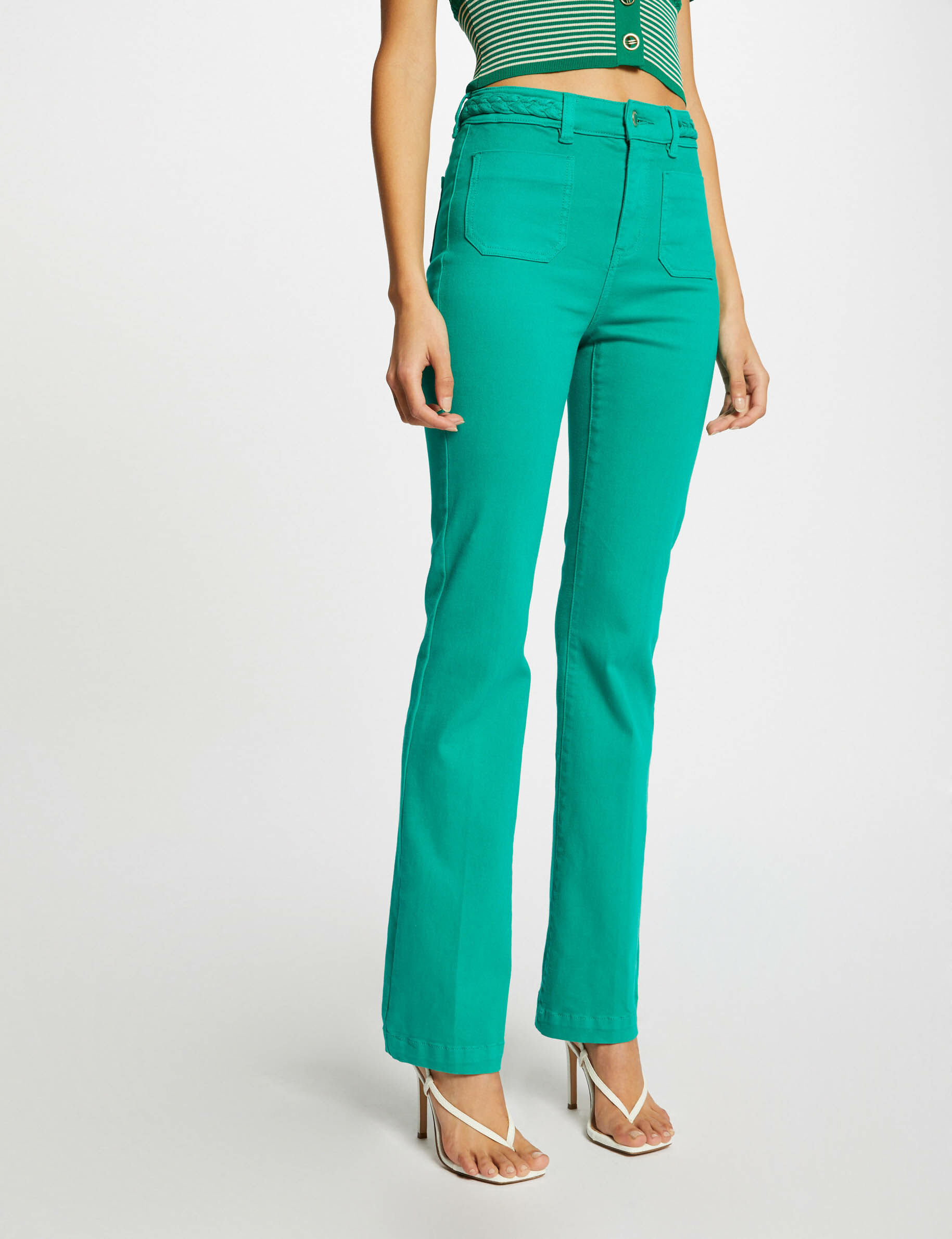 Pantalon bootcut avec détails tressés vert femme - vert