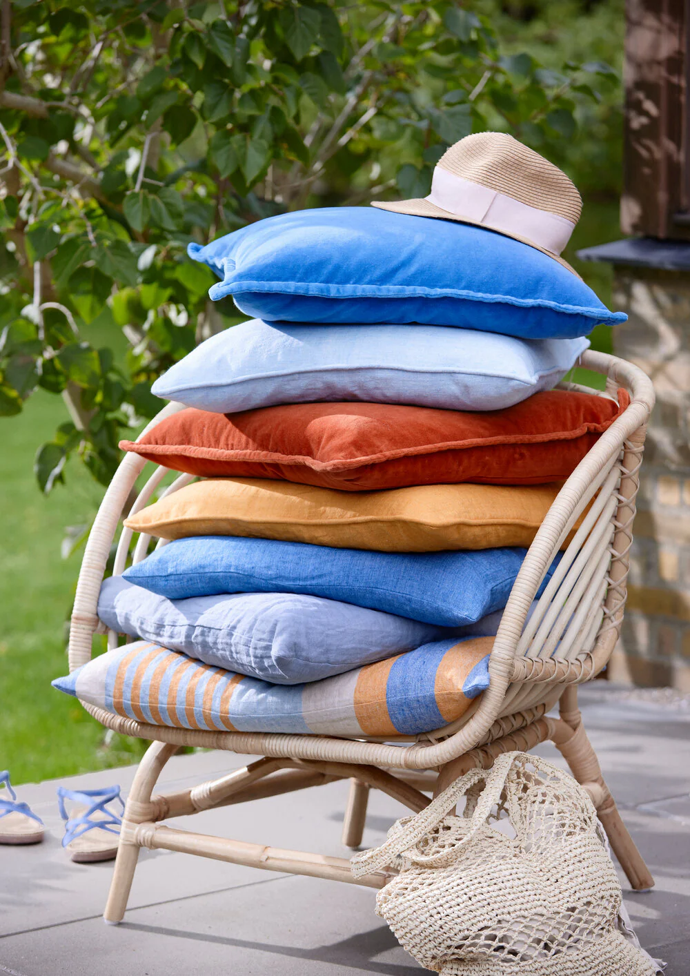 Cozy Living  Linen pyntepude, Sky Blue - 50 x 50 cm.