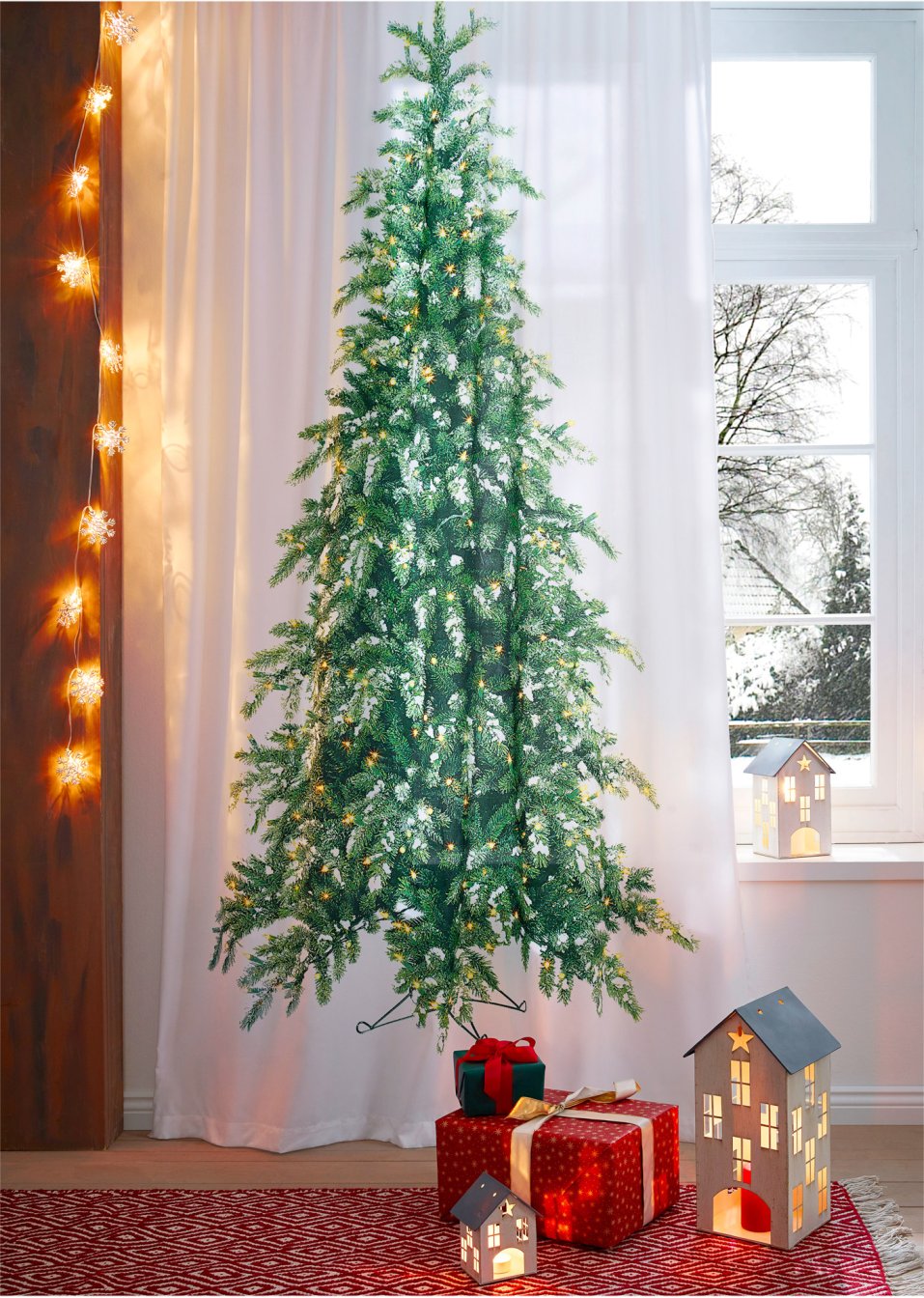 Rideau LED avec imprimé sapin de Noël (1 pce)