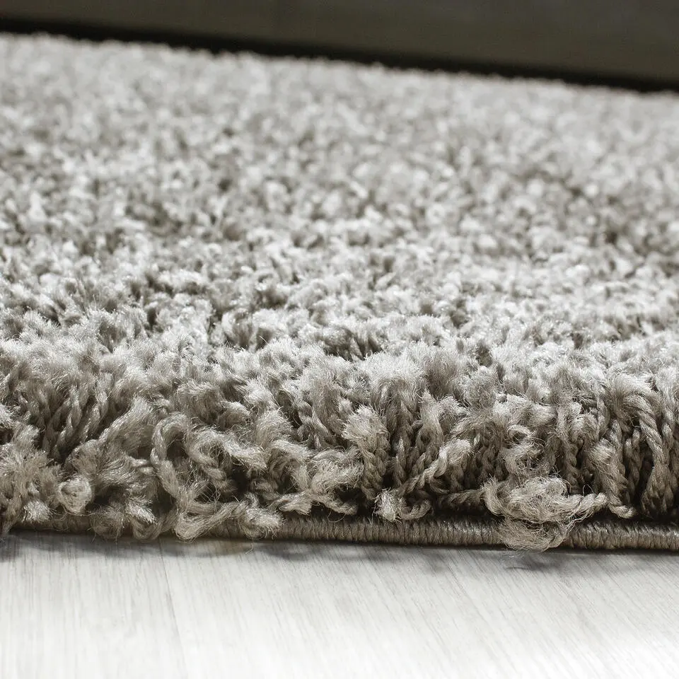 Basic Rond Shaggy vloerkleed Taupe Hoogpolig - 200 CM ROND