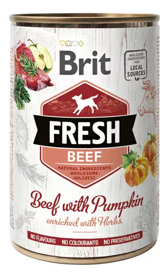 Brit Fresh vådfoder oksekød m. græskar - 400 g.
