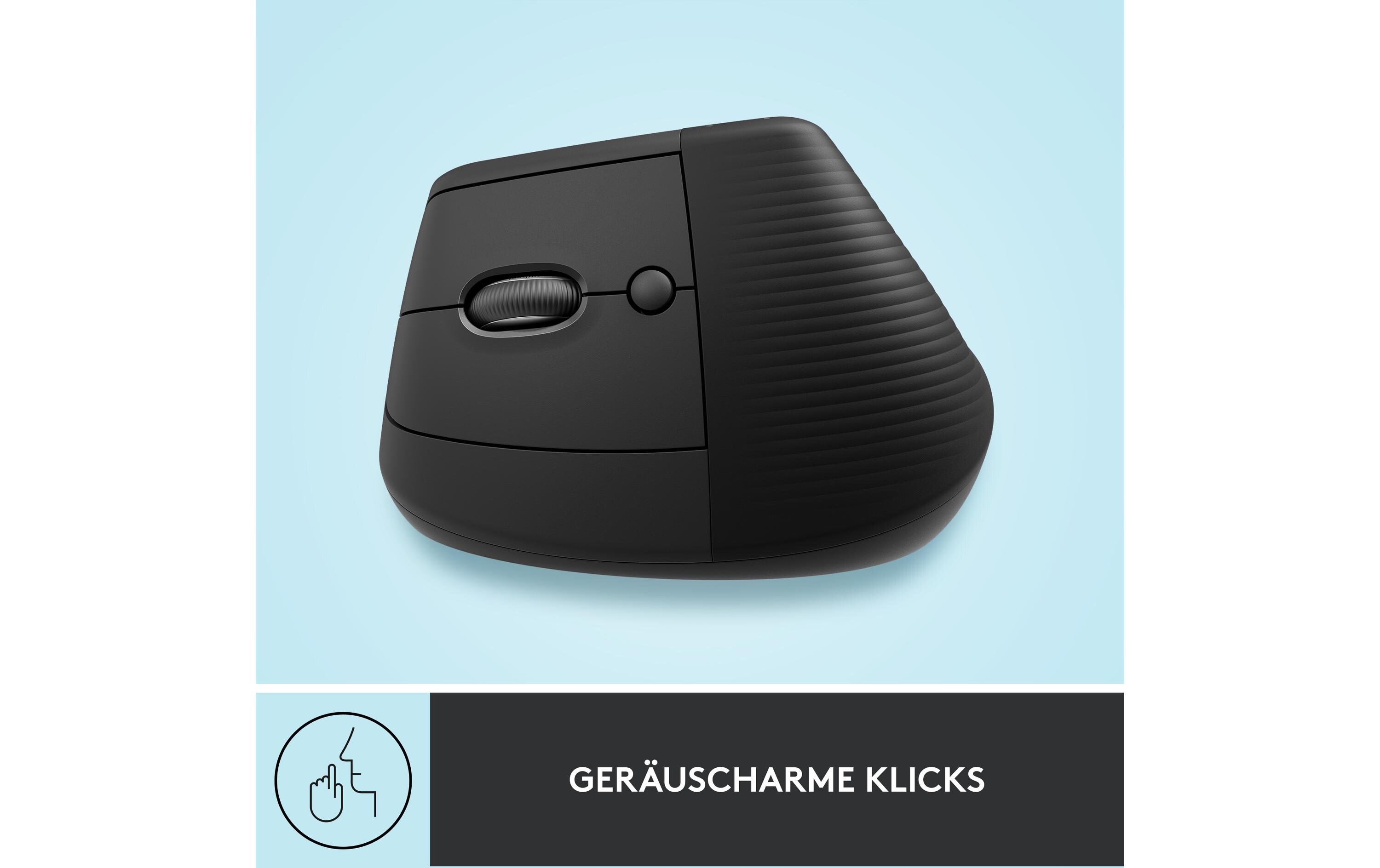 Ergonomische Maus Lift Left GraphiteKomfortable ergonomische Linkshänder-Maus mit vertikalem Design für kleine bis mittelgrosse Hände