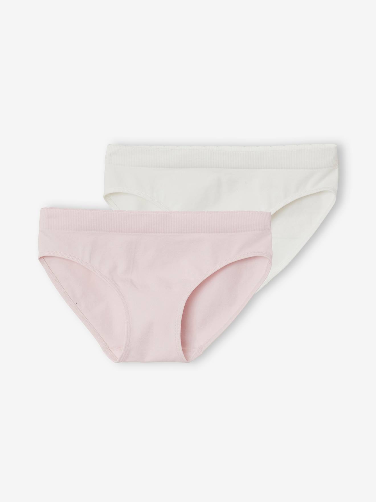 Pacote com 2 calcinhas de microfibra para meninas, lisas, tamanho médio, rosa.