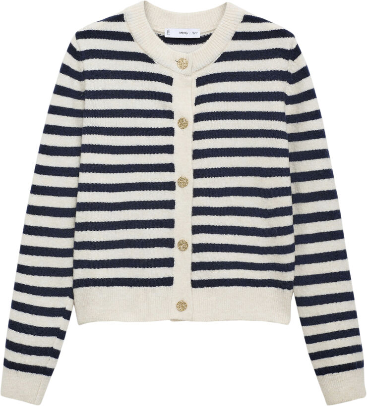 MANGO Knitted cardigan with jewel button Navy