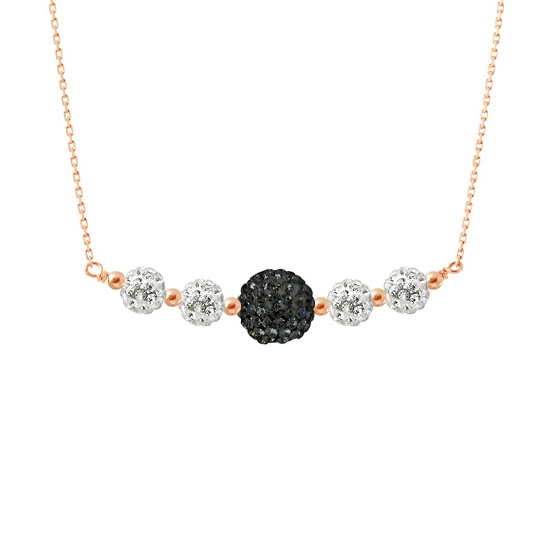 Collier - Cristal blanc/noir - Argent 925