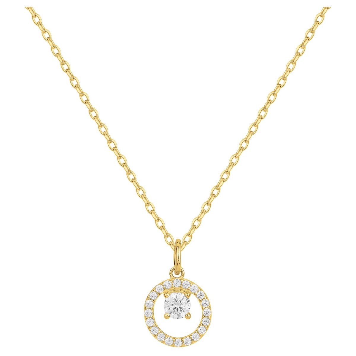 Collier mono-motif en Plaqué Or avec oxyde de zirconium blanc
