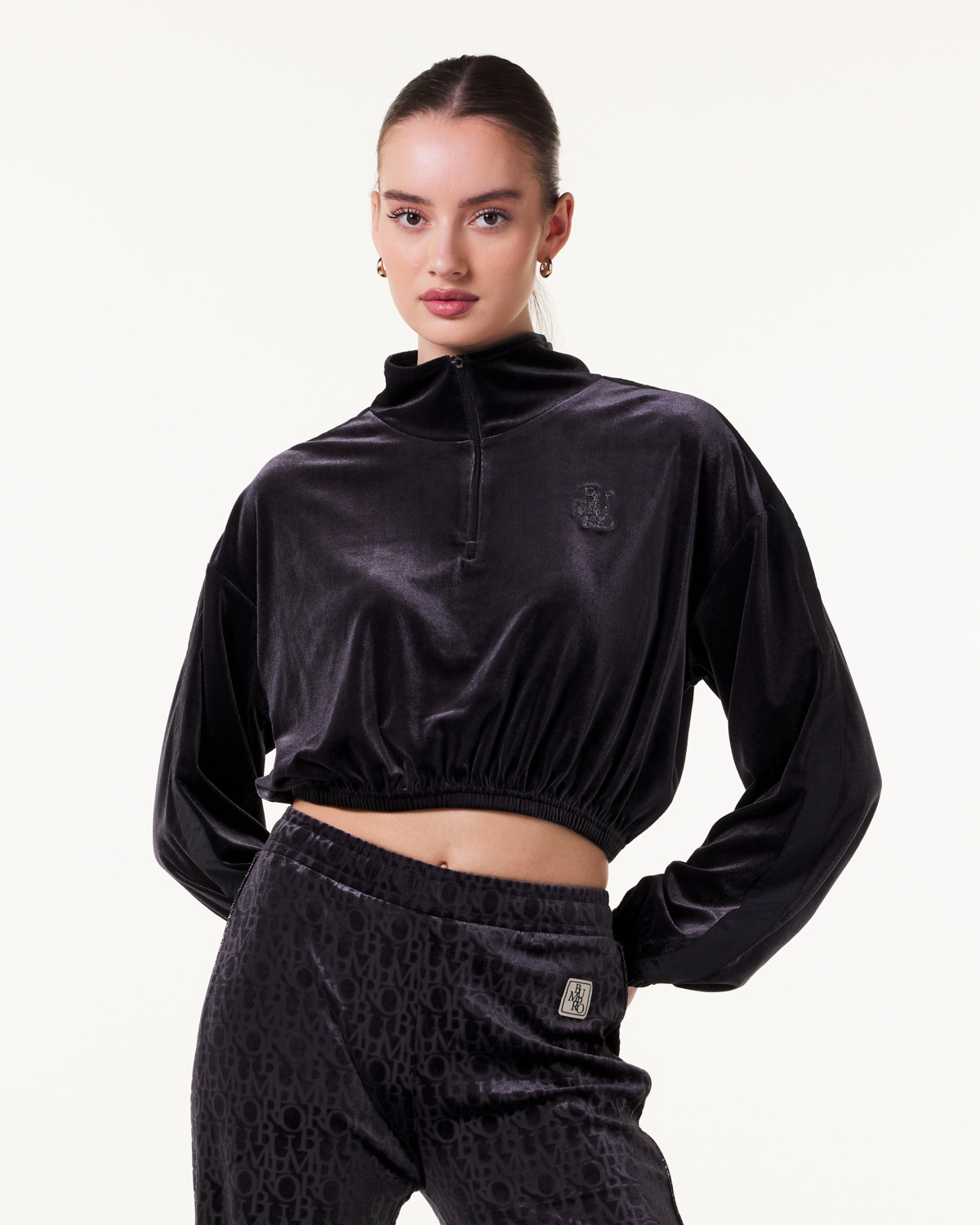 Bumpro Monogram Velour 1\2 Zip Black
