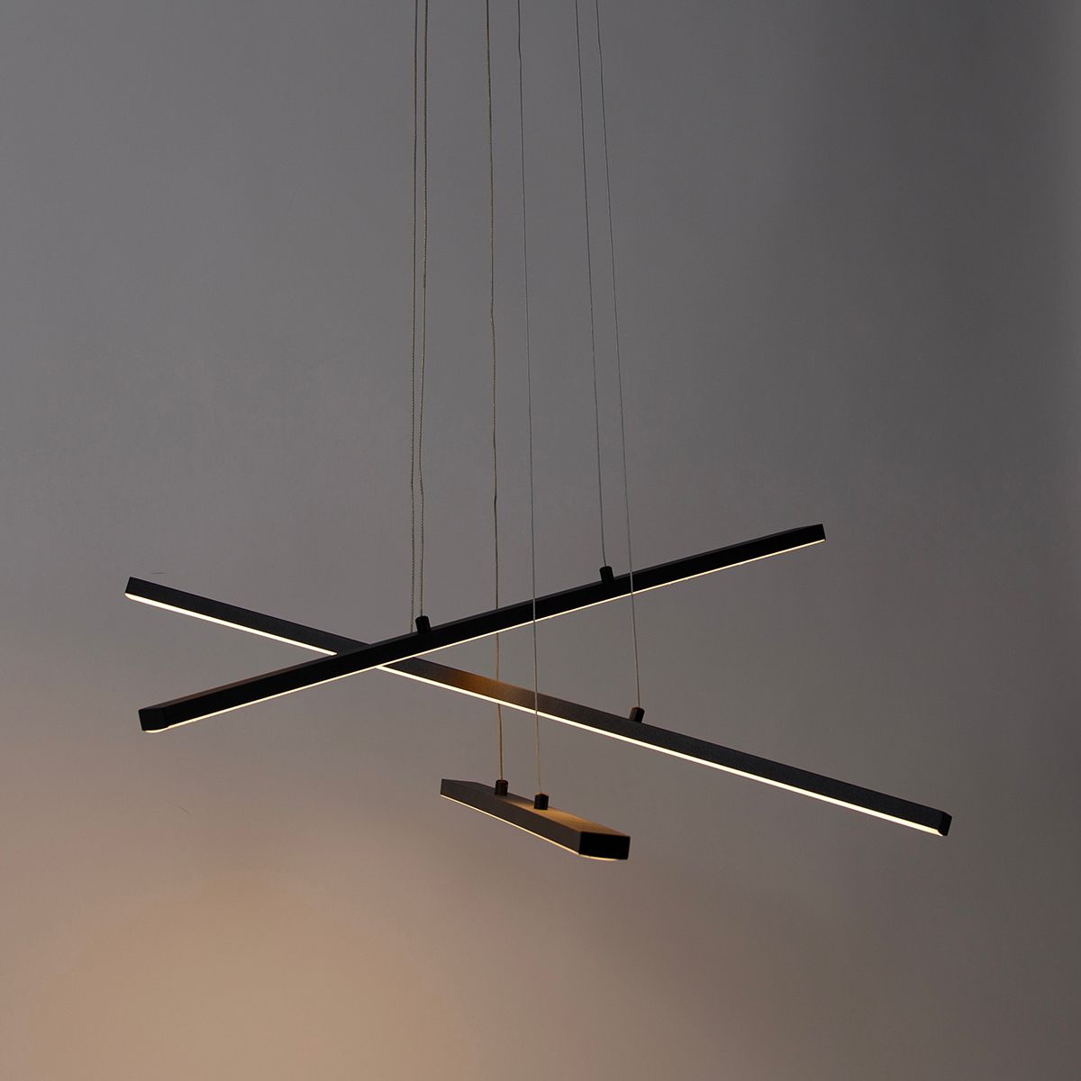 Hanglamp zwart incl. LED 3-staps dimbaar 3-lichts - Jolanta