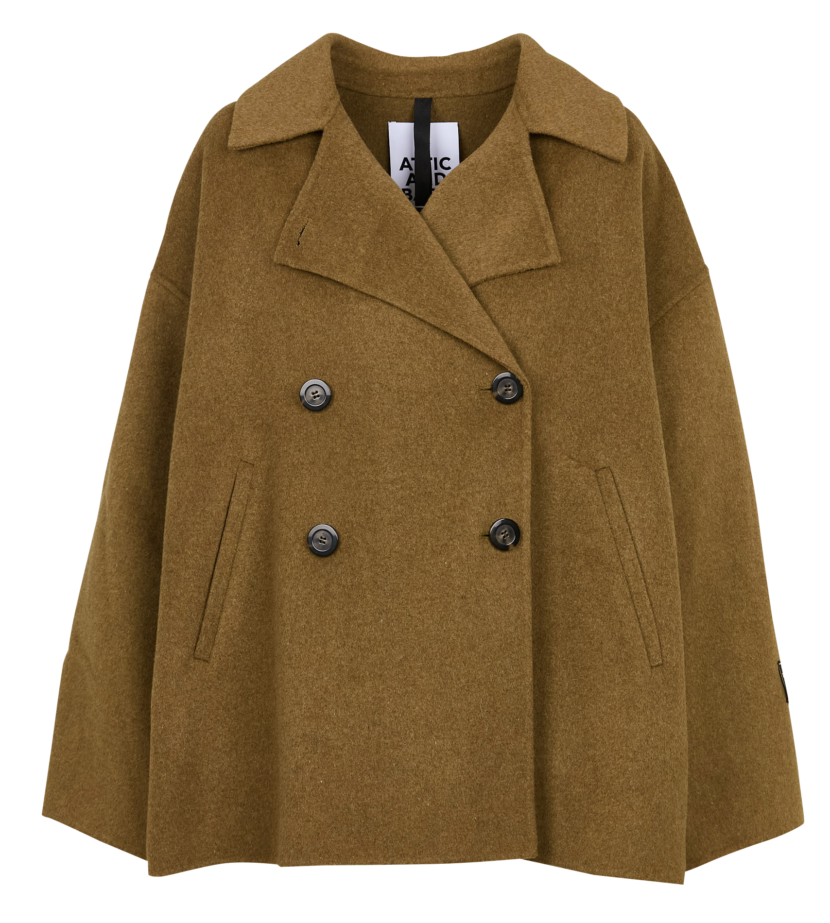 PINO - Manteau ample col tailleur en laine mélangée | Vert