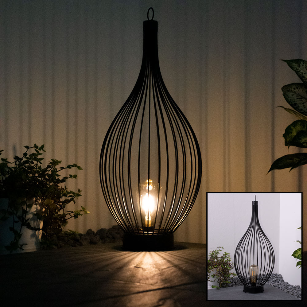LED Solarlampe, Metall schwarz, amber, IP44